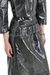 Patent-leather midi skirt with belt