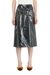 Patent-leather midi skirt with belt