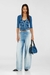 Blue Henley Top With Shadow-Patch Effects
