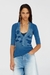 Blue Henley Top With Shadow-Patch Effects