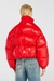 Red Down Puffer Jacket In Ripstop With Knitted Collar