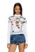 White Ribbed cotton top with trompe l'oeil patches