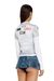 White Ribbed cotton top with trompe l'oeil patches
