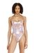 Floral metallic lace-up swimsuit
