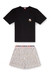 Cotton pajama set with printed shorts