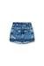 Denim mini skort with double waist