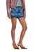 Denim mini skort with double waist
