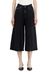 Black Denim Culottes With Pleats