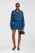 Blue Denim Skort With Pleated Front