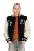 Wool and leather bomber jacket with patches