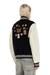 Wool and leather bomber jacket with patches
