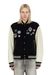 Wool and leather bomber jacket with patches