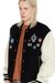 Wool and leather bomber jacket with patches