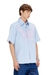 Striped poplin shirt with embroidered patch