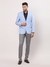 Men Regular Fit Solid Medium Blue Blazer