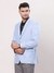 Men Regular Fit Solid Medium Blue Blazer
