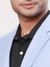 Men Regular Fit Solid Medium Blue Blazer