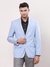 Men Regular Fit Solid Medium Blue Blazer