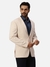 Men Super Slim Fit Self Design Medium Fawn Blazer