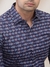 Men Regular Fit Printed Dark Violet Shirt