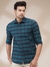 Men Regular Fit Checkered Medium Green Shirt
