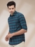 Men Regular Fit Checkered Medium Green Shirt