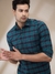 Men Regular Fit Checkered Medium Green Shirt