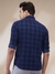 Men Regular Fit Checkered Dark Blue Shirt