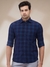 Men Regular Fit Checkered Dark Blue Shirt
