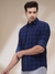 Men Regular Fit Checkered Dark Blue Shirt