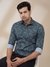 Men Regular Fit Printed Medium Grey Shirt