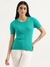 Womens Regular Round Neck Self Design Top