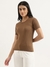 Womens Regular Round Neck Self Design Top