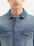 Mens Slim Fit Spread Collar Solid Denim Jacket