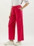 Womens Solid Wide Leg Cargo Trousers