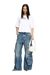 White 1DR-Iconic shoulder bag in canvas and leather