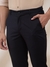 Men Slim Fit Solid Black Trouser