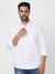 Men Slim Fit Solid White Shirt