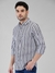 Men Slim Fit Striped Medium Grey Shirt