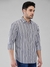 Men Slim Fit Striped Medium Grey Shirt