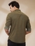 Men Slim Fit Solid Dark Green Shirt