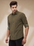 Men Slim Fit Solid Dark Green Shirt