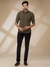Men Slim Fit Solid Dark Green Shirt