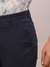 Men Slim Fit Solid Dark Blue Trouser