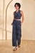 Womens Navy Casual Geometric Kurta Set