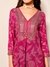 Womens Pink Occasion Leafy Print Kurta Set