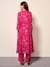 Womens Pink Occasion Leafy Print Kurta Set