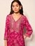 Womens Pink Occasion Leafy Print Kurta Set