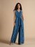 Womens Blue Casual Floral Jump Suit