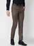 Men Slim Fit Self Design Dark Brown Trouser